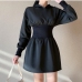 5Fashion Black Long Sleeve Hoodie Dress