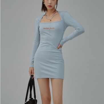 Fashion Letter Printed Long Sleeve Dresses For Women