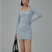 1Fashion Letter Printed Long Sleeve Dresses For Women