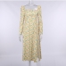 14Fashionable High Slit Long Sleeve Floral Midi Dress