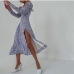 5Fashionable High Slit Long Sleeve Floral Midi Dress