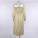 8Fashionable High Slit Long Sleeve Floral Midi Dress