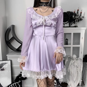 French Cute Lolita Long Sleeve Short Dress