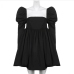 8French Vintage Black Puff Sleeve Short Dress
