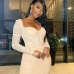 12Gauze Ruched Backless Long Sleeve Bodycon Dress