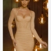 4Gauze Ruched Backless Long Sleeve Bodycon Dress
