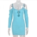 6Hollow Out Cold Sleeve Long Sleeve Short Dress