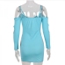 7Hollow Out Cold Sleeve Long Sleeve Short Dress