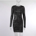 17Hollow Out Crew Neck Long Sleeve Sexy Dress