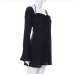 11Ladies Black Zipper Down Long Sleeve Short Dress