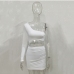 18Latest Ruched White One Shoulder Long Sleeve Dress