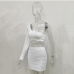19Latest Ruched White One Shoulder Long Sleeve Dress