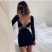 3Long Sleeve Hollow Out Backless Dress