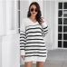 3Loose Color Block Striped Long Sleeve Fall Dress