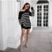 7Loose Color Block Striped Long Sleeve Fall Dress