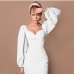 14Low Cut Sexy V Neck Puff Sleeve Dress
