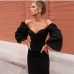 15Low Cut Sexy V Neck Puff Sleeve Dress