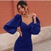 7Low Cut Sexy V Neck Puff Sleeve Dress