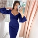 8Low Cut Sexy V Neck Puff Sleeve Dress