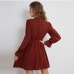 5New Ruched Solid Flare Sleeve Casual Dress