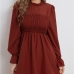 1New Ruched Solid Flare Sleeve Casual Dress