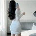 4New Spring Bodycon Long Sleeve Ruched Dress