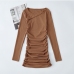 6New Spring Bodycon Long Sleeve Ruched Dress