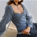 4New Spring Gauze Patched Long Sleeve Dresses