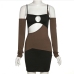 7Night Club Hollow Out Contrast Color Sheath Dress