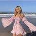 3Off Shoulder With Corset Long Sleeve Dress