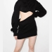 1Personalized Black Hollow Out Hooded Long Sleeve Dress
