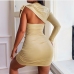 5Ruched One Shoulder Long Sleeve Bodycon Mini Dresses