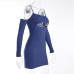 6Seductive Blue Cut Out Long Sleeve Mini Dress