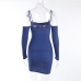 7Seductive Blue Cut Out Long Sleeve Mini Dress