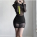 10See Through Inclined Shoulder Gauze Bodycon Dress