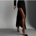 4Sexy Black Long Sleeve Slim High Slit Dresses