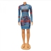 5Sexy Gauze Printed Long Sleeve Dresses For Women