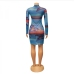 7Sexy Gauze Printed Long Sleeve Dresses For Women