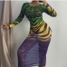 10Sexy Gauze See Through Long Sleeve Midi Dresses