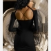 3Sexy Hollow Out Backless Long Sleeve Sheath Dress
