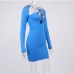 7Sexy Hollow Out Backless Long Sleeve Sheath Dress