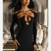 1Sexy Hollow Out Backless Long Sleeve Sheath Dress