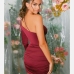 4Sexy Satin Ruched One Shoulder Sleeveless Shirt Dress