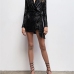3Sexy Sequined Black Long Sleeve Tie Wrap Dress