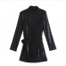 5Sexy Sequined Black Long Sleeve Tie Wrap Dress