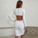 4Sexy Solid Backless Long Sleeves Sling Dress