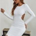 1Sexy Solid Backless Long Sleeves Sling Dress