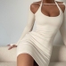 8Sexy Solid Long Sleeve Cold Shoulder Dress