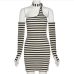 7Sexy Striped Long Sleeve Design Sheath Dress