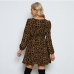 5Sexy V Neck Leopard Print Long Sleeve Dress